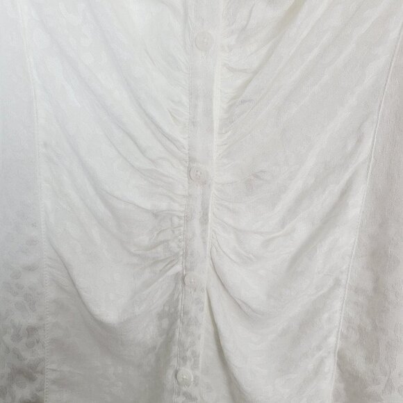 Free People Bianca Blouse White/Ivory Jacquard Animal Print Sz Med Ruched NEW - Picture 8 of 14